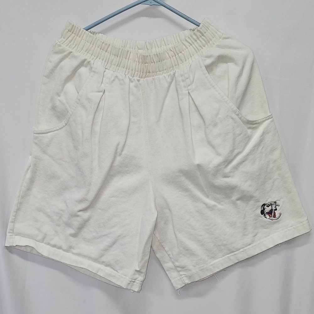 Vintage Disney Mickey Mouse Anchor Embroidered White Pleated Elastic Shorts